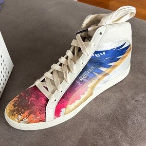 Alexander McQueen Cream High-Top Sneaker with Multicolor Print